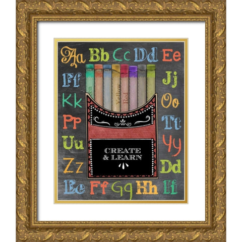 Crayons Gold Ornate Wood Framed Art Print with Double Matting by Longfellow Designs