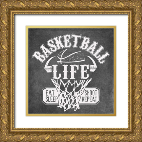 Basketball Life Gold Ornate Wood Framed Art Print with Double Matting by Longfellow Designs