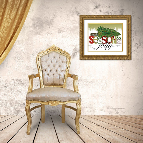 To Be Jolly Gold Ornate Wood Framed Art Print with Double Matting by Longfellow Designs