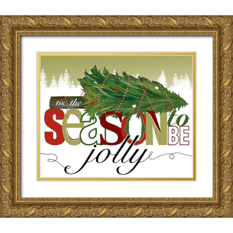 To Be Jolly Gold Ornate Wood Framed Art Print with Double Matting by Longfellow Designs
