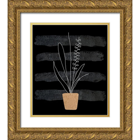 Scandi Plant II Gold Ornate Wood Framed Art Print with Double Matting by Longfellow Designs