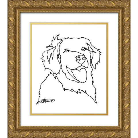 Retriever Gold Ornate Wood Framed Art Print with Double Matting by Longfellow Designs