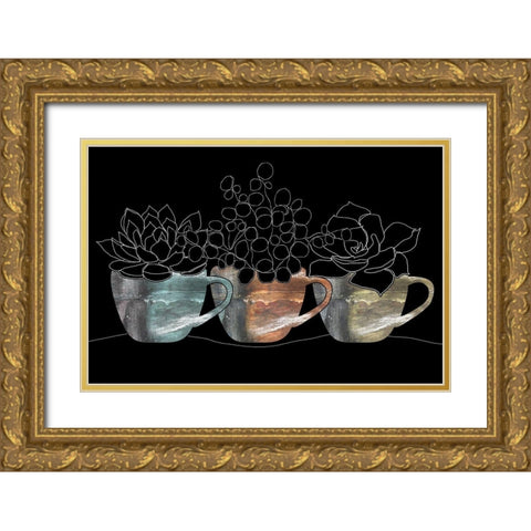 Succulent Series Gold Ornate Wood Framed Art Print with Double Matting by Longfellow Designs