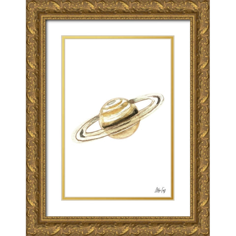 Saturn Gold Ornate Wood Framed Art Print with Double Matting by Fay, Mela