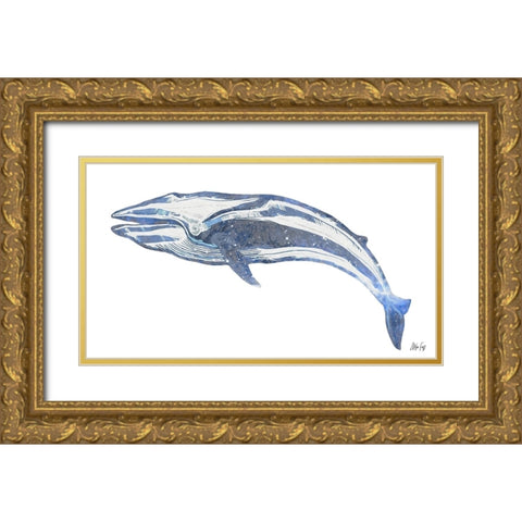 Whale Gold Ornate Wood Framed Art Print with Double Matting by Fay, Mela