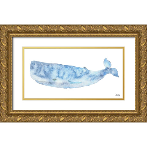 Whale Gold Ornate Wood Framed Art Print with Double Matting by Fay, Mela