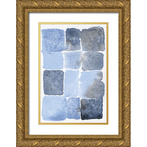 Blue Abstract II Gold Ornate Wood Framed Art Print with Double Matting by Fay, Mela