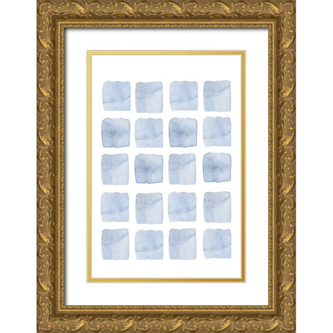 Blue Abstract III Gold Ornate Wood Framed Art Print with Double Matting by Fay, Mela