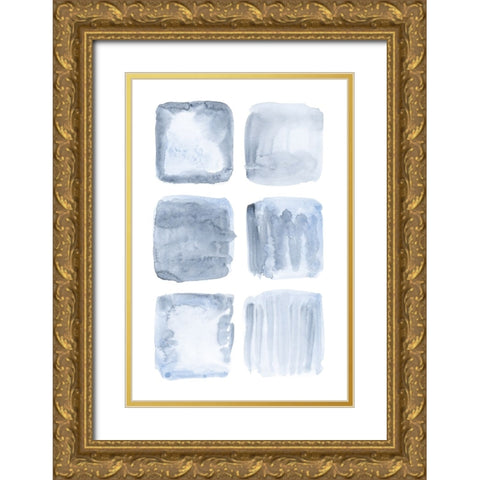 Blue Abstract IV Gold Ornate Wood Framed Art Print with Double Matting by Fay, Mela