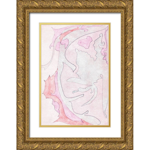 Pink Abstract I Gold Ornate Wood Framed Art Print with Double Matting by Fay, Mela