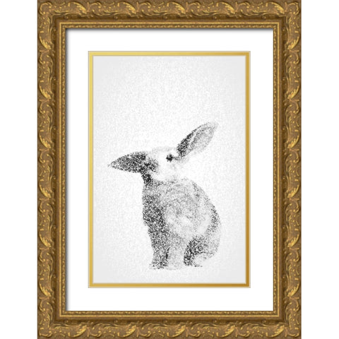 White Bunny III Gold Ornate Wood Framed Art Print with Double Matting by Fay, Mela