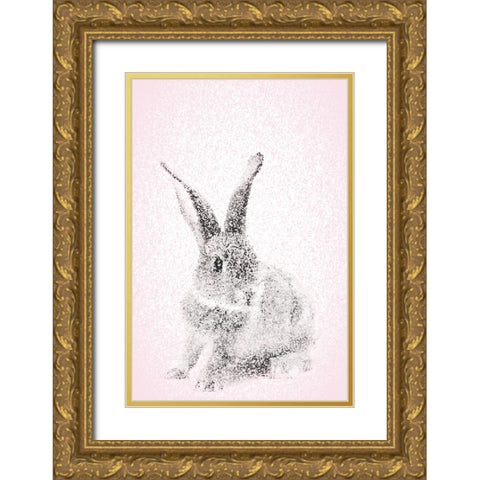 Pink Bunny I Gold Ornate Wood Framed Art Print with Double Matting by Fay, Mela