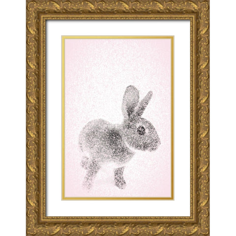 Pink Bunny II Gold Ornate Wood Framed Art Print with Double Matting by Fay, Mela
