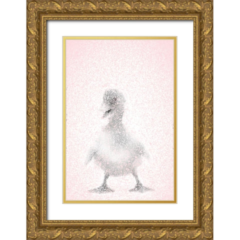Pink Duckling II Gold Ornate Wood Framed Art Print with Double Matting by Fay, Mela