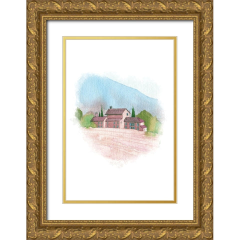Landscape II Gold Ornate Wood Framed Art Print with Double Matting by Fay, Mela