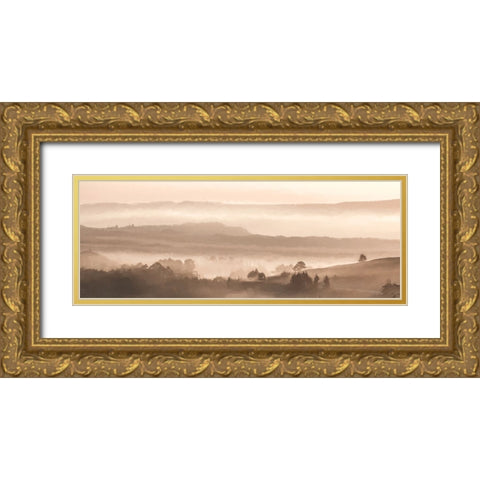 Foggy Forest Gold Ornate Wood Framed Art Print with Double Matting by Fay, Mela