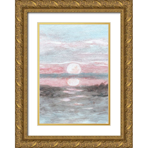 Sunset III Gold Ornate Wood Framed Art Print with Double Matting by Fay, Mela