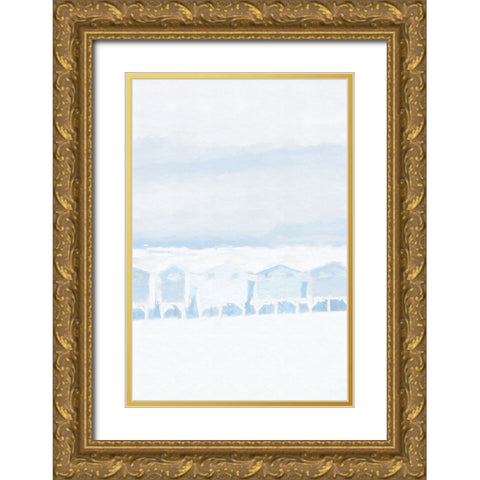 Blue Coastal Shacks II Gold Ornate Wood Framed Art Print with Double Matting by Fay, Mela