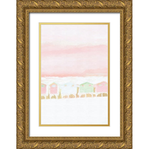 Pink Coastal Shacks II Gold Ornate Wood Framed Art Print with Double Matting by Fay, Mela