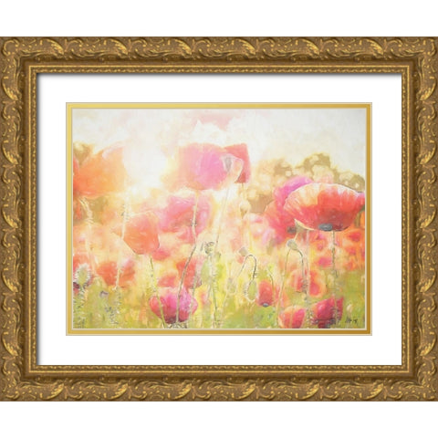 Poppy I Gold Ornate Wood Framed Art Print with Double Matting by Fay, Mela