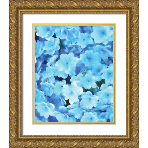 Blue I Gold Ornate Wood Framed Art Print with Double Matting by Fay, Mela