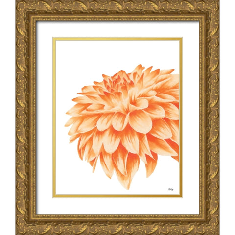 Orange Chrysanthemum Gold Ornate Wood Framed Art Print with Double Matting by Fay, Mela