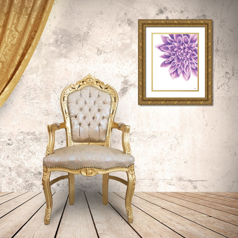 Purple Chrysanthemum Gold Ornate Wood Framed Art Print with Double Matting by Fay, Mela