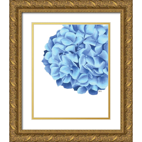 Hydrangea Gold Ornate Wood Framed Art Print with Double Matting by Fay, Mela