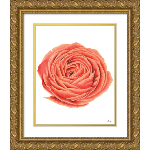 Orange Rose Gold Ornate Wood Framed Art Print with Double Matting by Fay, Mela