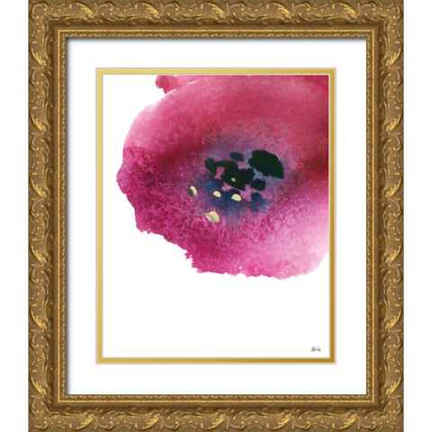 Poppy Painting II Gold Ornate Wood Framed Art Print with Double Matting by Fay, Mela