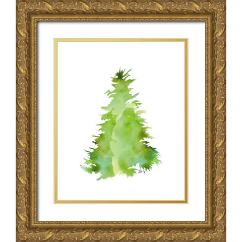 Green Tree I Gold Ornate Wood Framed Art Print with Double Matting by Fay, Mela