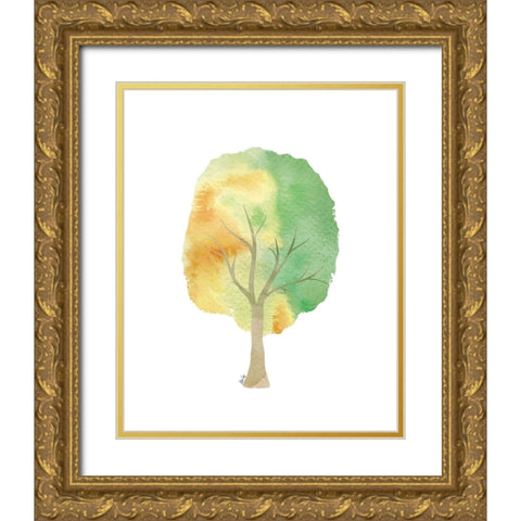 Green Tree II Gold Ornate Wood Framed Art Print with Double Matting by Fay, Mela