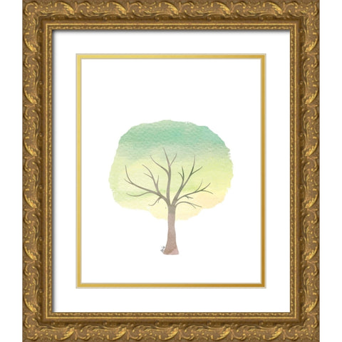 Green Tree III Gold Ornate Wood Framed Art Print with Double Matting by Fay, Mela