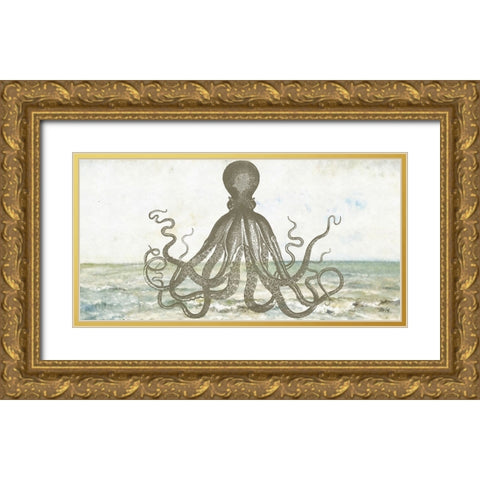 Octopus II Gold Ornate Wood Framed Art Print with Double Matting by Fay, Mela