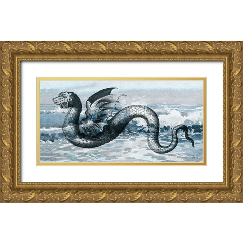 Sea Monster Gold Ornate Wood Framed Art Print with Double Matting by Fay, Mela