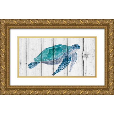 Turtle II Gold Ornate Wood Framed Art Print with Double Matting by Fay, Mela