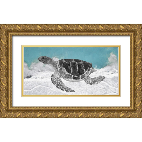Turtle Gold Ornate Wood Framed Art Print with Double Matting by Fay, Mela