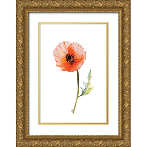 Poppy I Gold Ornate Wood Framed Art Print with Double Matting by Fay, Mela