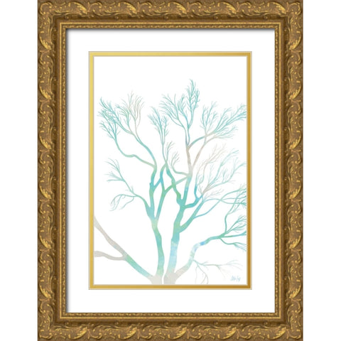Green Tree I Gold Ornate Wood Framed Art Print with Double Matting by Fay, Mela