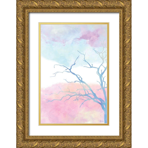Pastel Tree I Gold Ornate Wood Framed Art Print with Double Matting by Fay, Mela