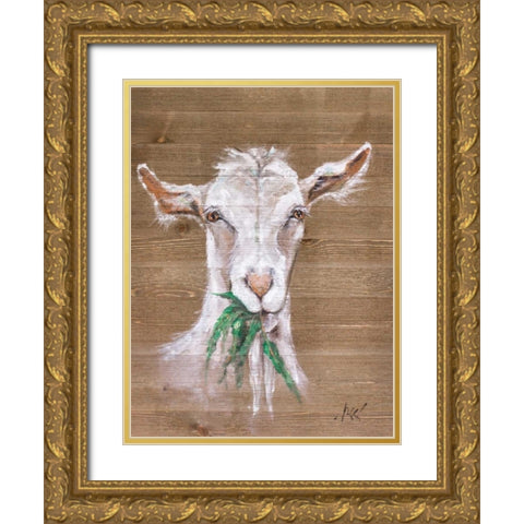 Goat Gold Ornate Wood Framed Art Print with Double Matting by Strong, Molly Susan