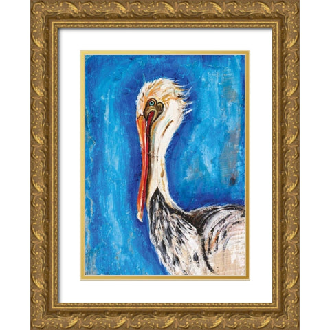 Pelican Gold Ornate Wood Framed Art Print with Double Matting by Strong, Molly Susan