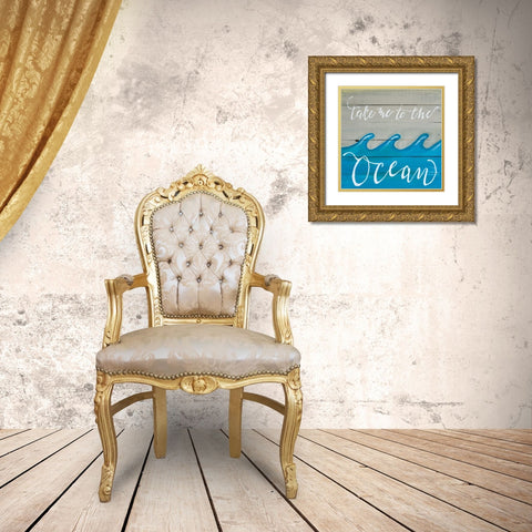 Take Me to the Ocean Gold Ornate Wood Framed Art Print with Double Matting by Strong, Molly Susan