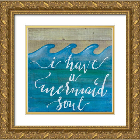 Mermaid Soul Gold Ornate Wood Framed Art Print with Double Matting by Strong, Molly Susan