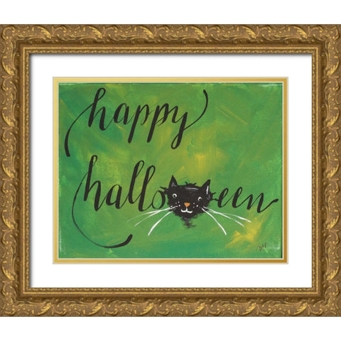 Happy Halloween Gold Ornate Wood Framed Art Print with Double Matting by Strong, Molly Susan