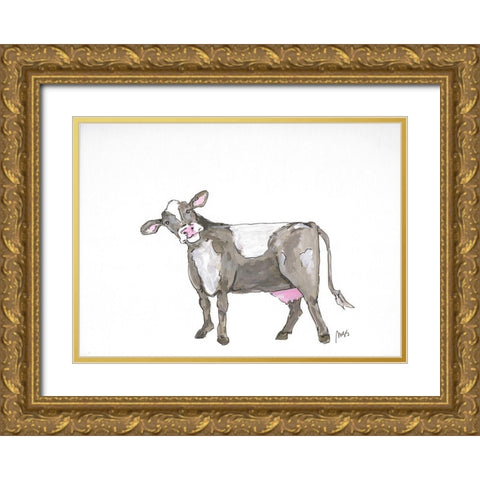 Cow Gold Ornate Wood Framed Art Print with Double Matting by Strong, Molly Susan