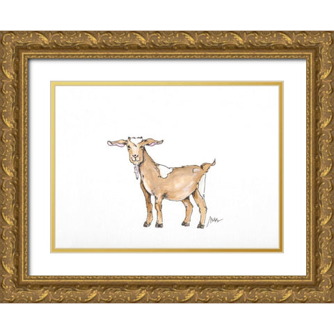 Goat Gold Ornate Wood Framed Art Print with Double Matting by Strong, Molly Susan