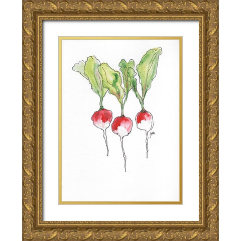 Radishes Gold Ornate Wood Framed Art Print with Double Matting by Strong, Molly Susan