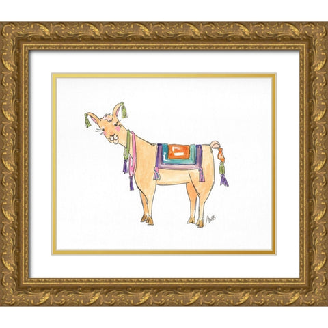 Llama Two Gold Ornate Wood Framed Art Print with Double Matting by Strong, Molly Susan