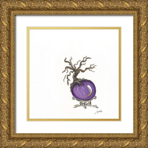 Crystal Ball Creepy Tree Gold Ornate Wood Framed Art Print with Double Matting by Strong, Molly Susan